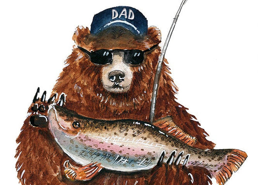 Bear Funny Fathers Day Card For Dad - Fishing Dad Card From Daughter