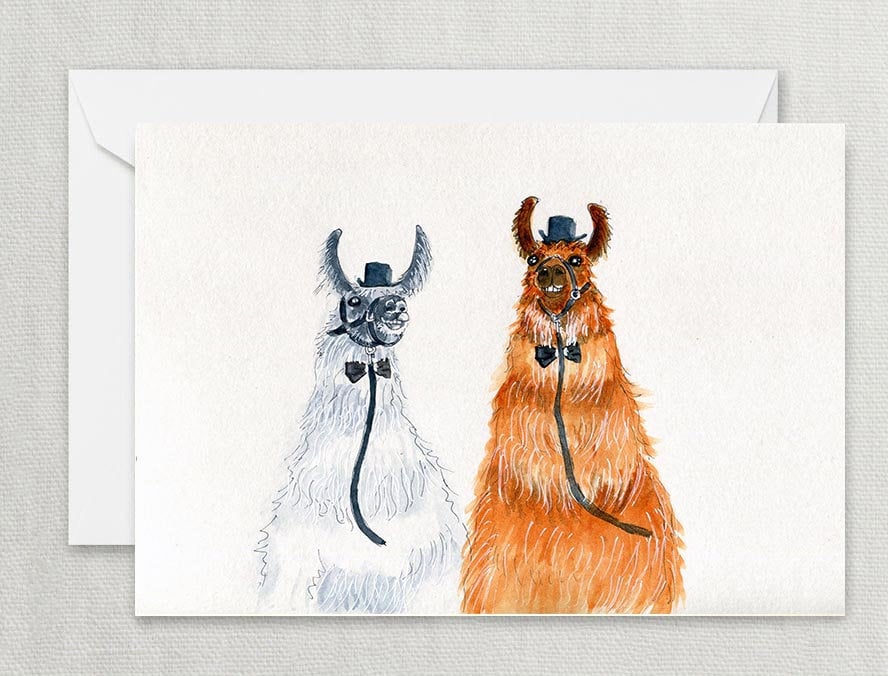 Gay Llamas Lesbian Wedding Card Funny
