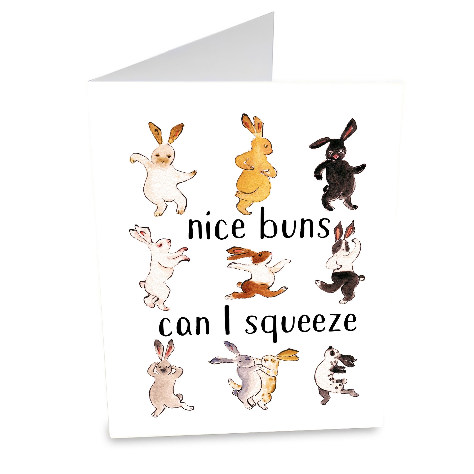 Nice Buns Can I Squeeze Funny Valentines Day Card For Him, Naughty Love Card For Girlfriend, Sexy Bunny Love Card For Husband, Butt Cards