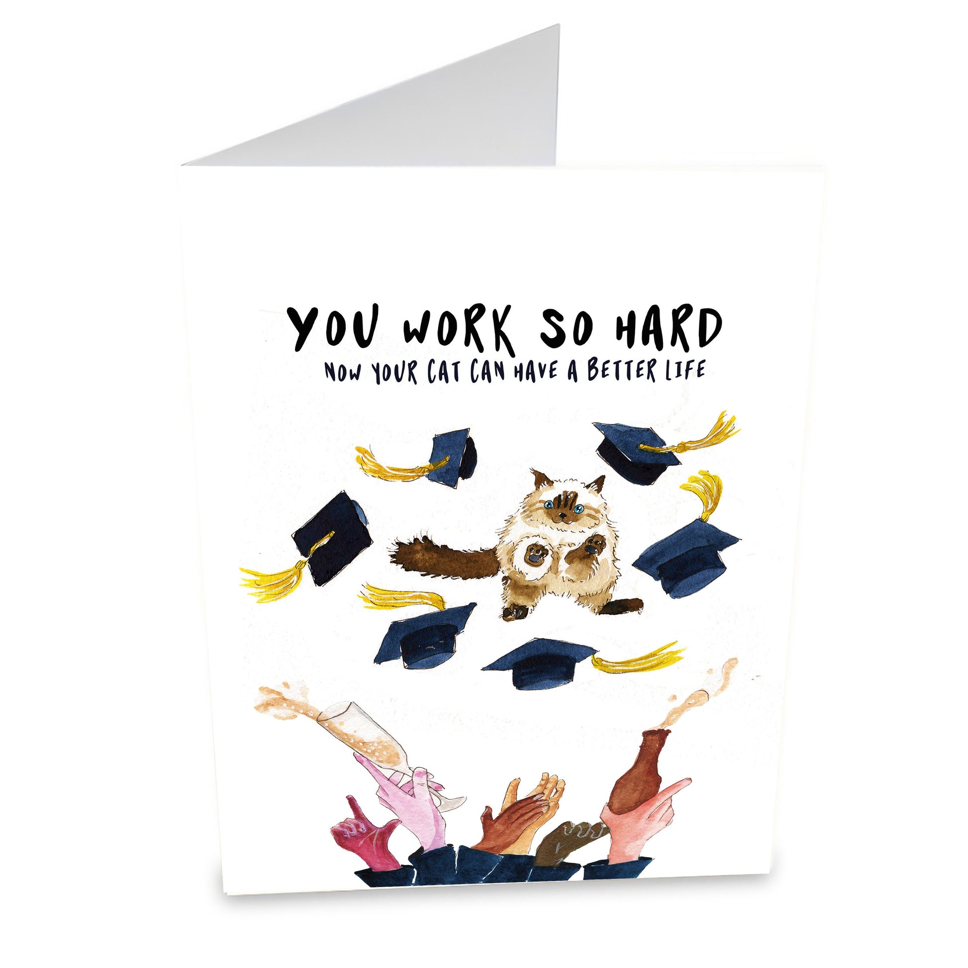 You Work So Hard Funny Graduation Cards From The Cat, Funny Cat Lover Grad Cards Congratulations, Class Of 2020 Gift