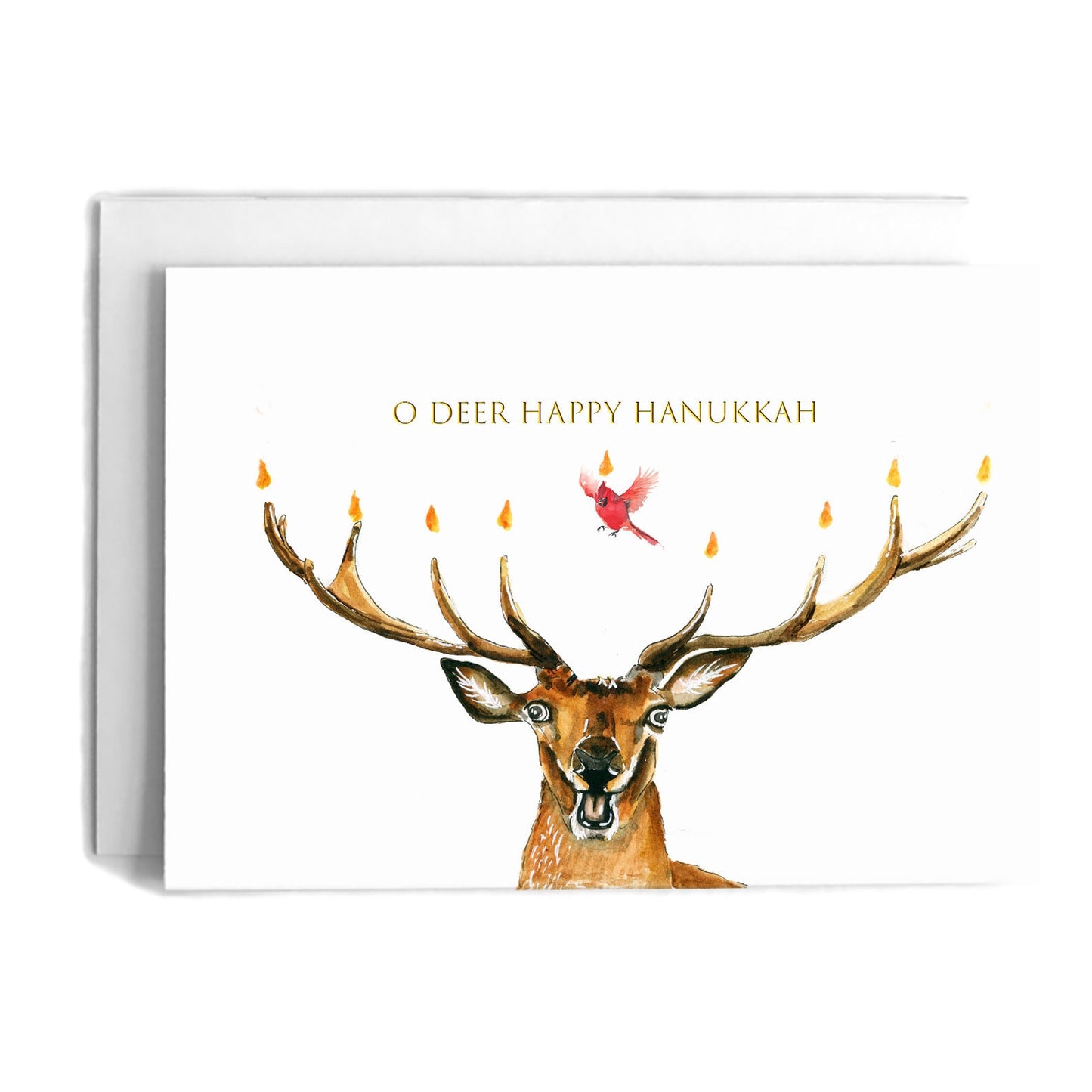 Funny Hanukkah Card - Cardinal Oh Deer Menorah Candles