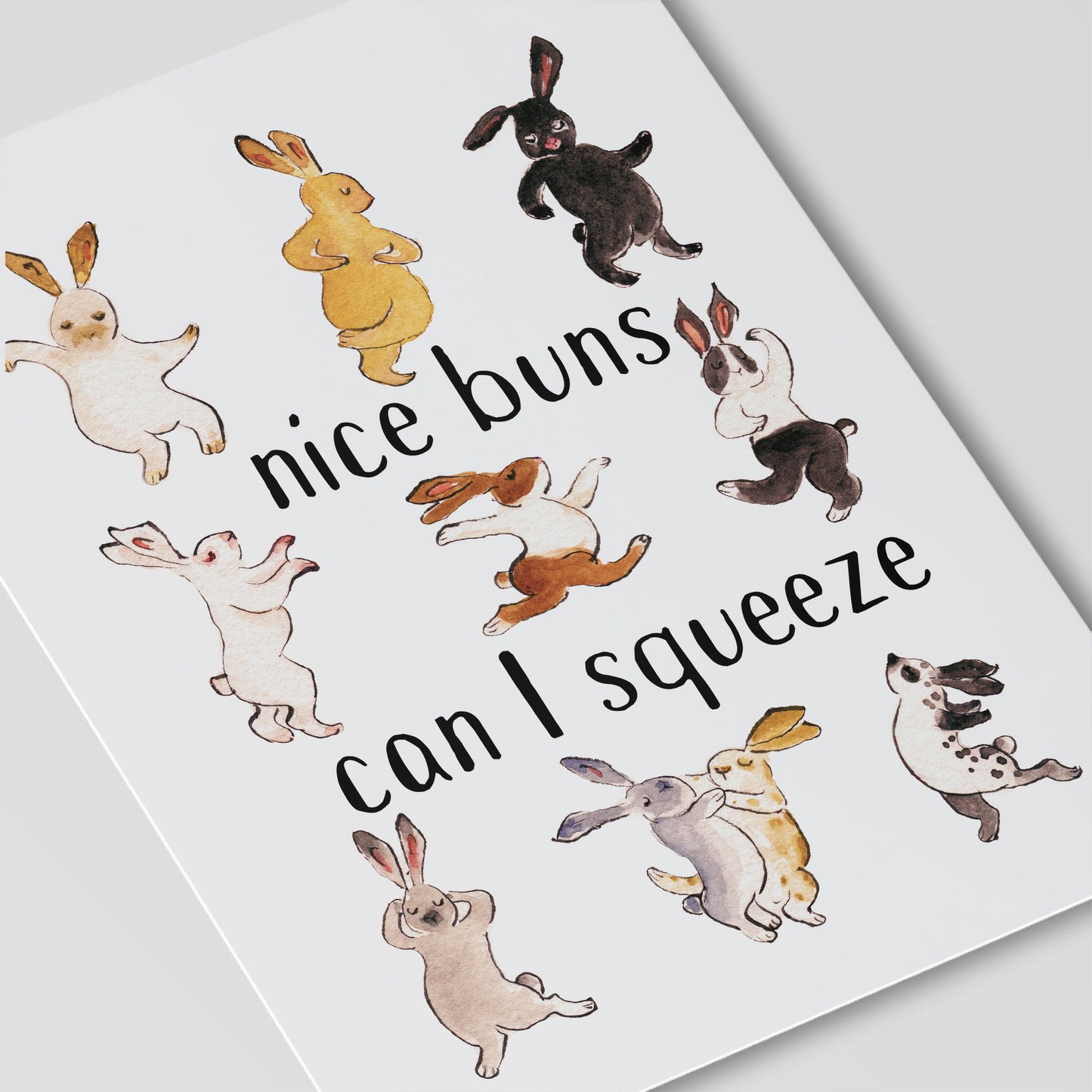 Nice Buns Can I Squeeze Funny Valentines Day Card For Him, Naughty Love Card For Girlfriend, Sexy Bunny Love Card For Husband, Butt Cards