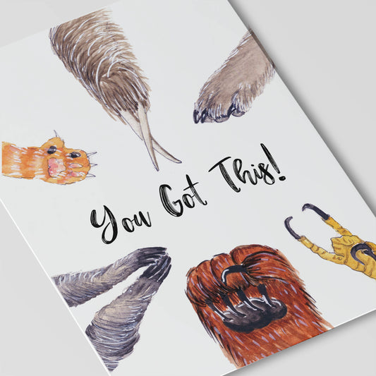 You Got This Encouragement Card For Her, Animals Paws Fist Bump High Five Motivation Cards For Friends, Funny New Job Card For Him, New Job