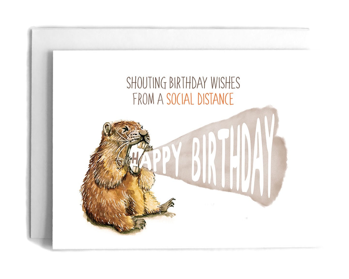 Marmot Funny Happy Birthday Card With Social Distance, Funny Birthday Card For Friend, Happy Birthday With A Social Distancing, Stay At Home