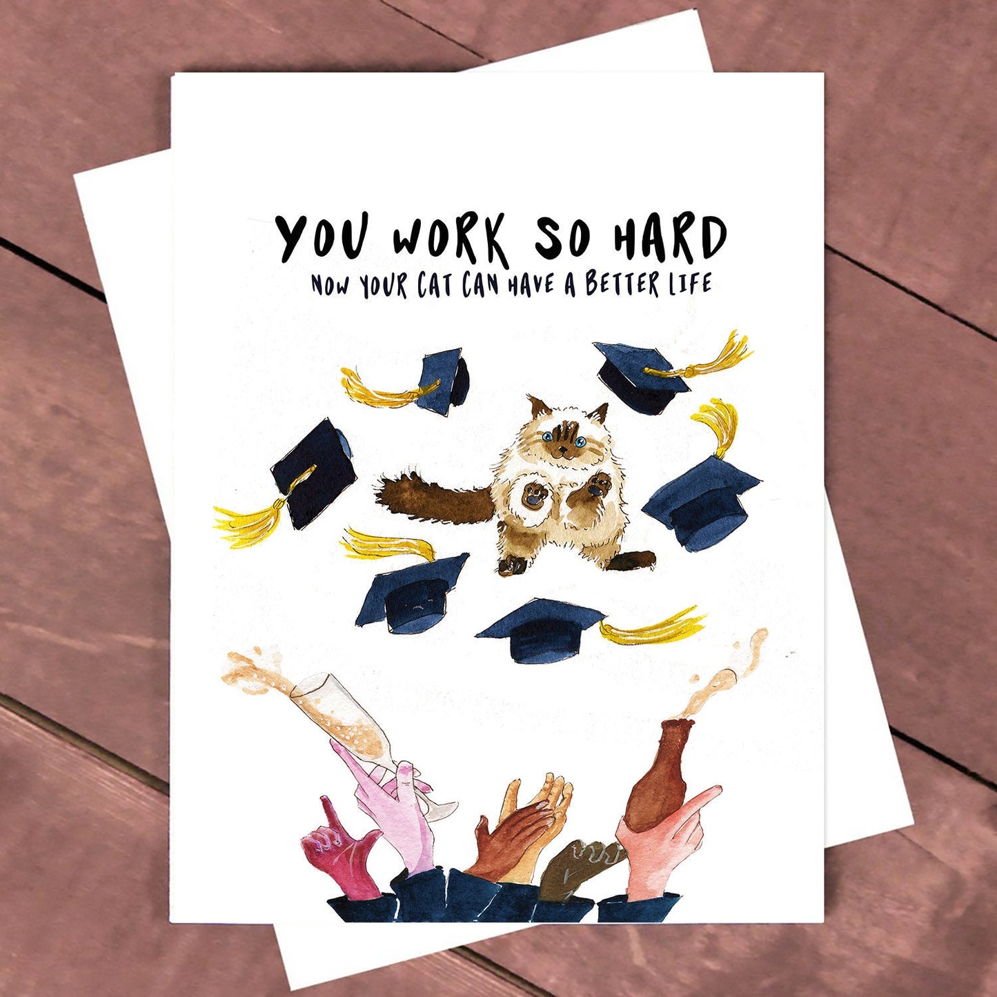 You Work So Hard Funny Graduation Cards From The Cat, Funny Cat Lover Grad Cards Congratulations, Class Of 2020 Gift