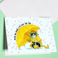 Thinking Of You Cards For Friend - Tuxedo Cat With Umbrella