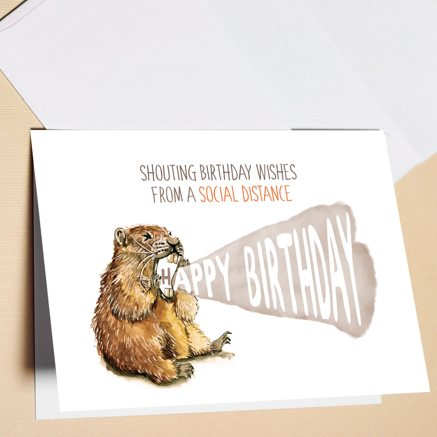 Marmot Funny Happy Birthday Card With Social Distance, Funny Birthday Card For Friend, Happy Birthday With A Social Distancing, Stay At Home
