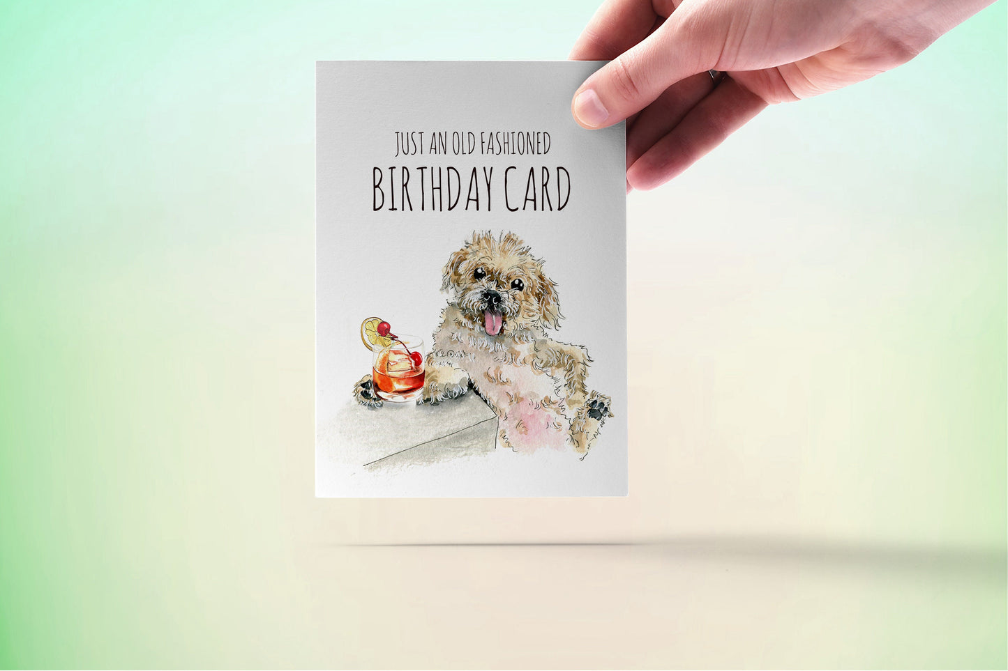 Funny Birthday Card - Old Fashioned Cocaktail Bichon Frise Dog