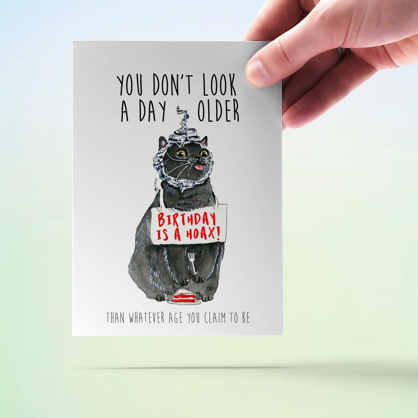 Hoax Cat Birthday Cards Funny - Conspiracy Theories Grey Cats Customized Birthday Card For Friends