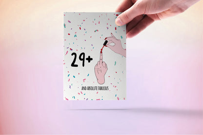 Offensive 30th Birthday Card For Her, Absolute Fabulous Middle Finger Nail Polish Feminist Gift