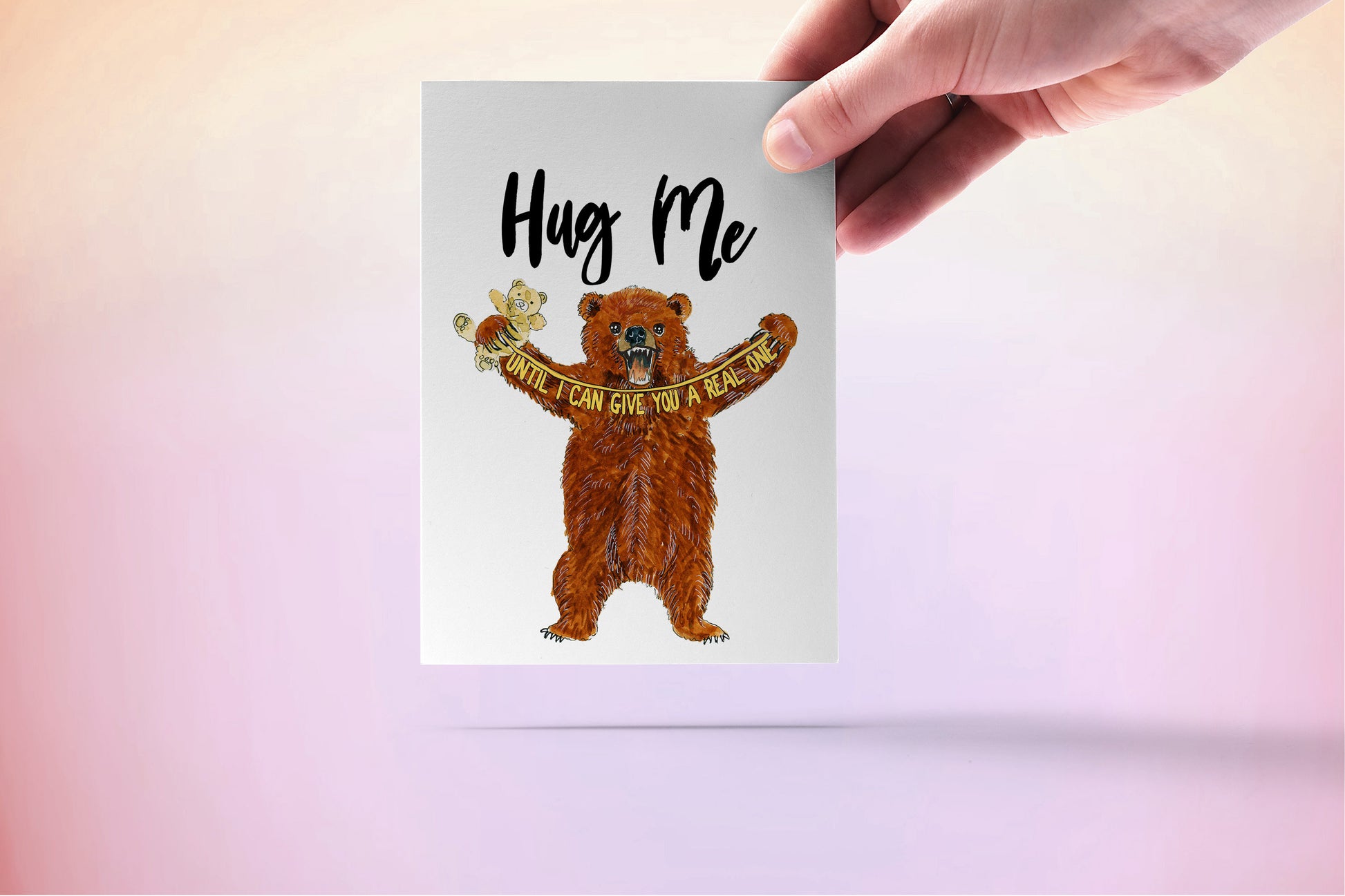 Quarantine Grizzly Bear Hug Card - Thinking Of You Gift