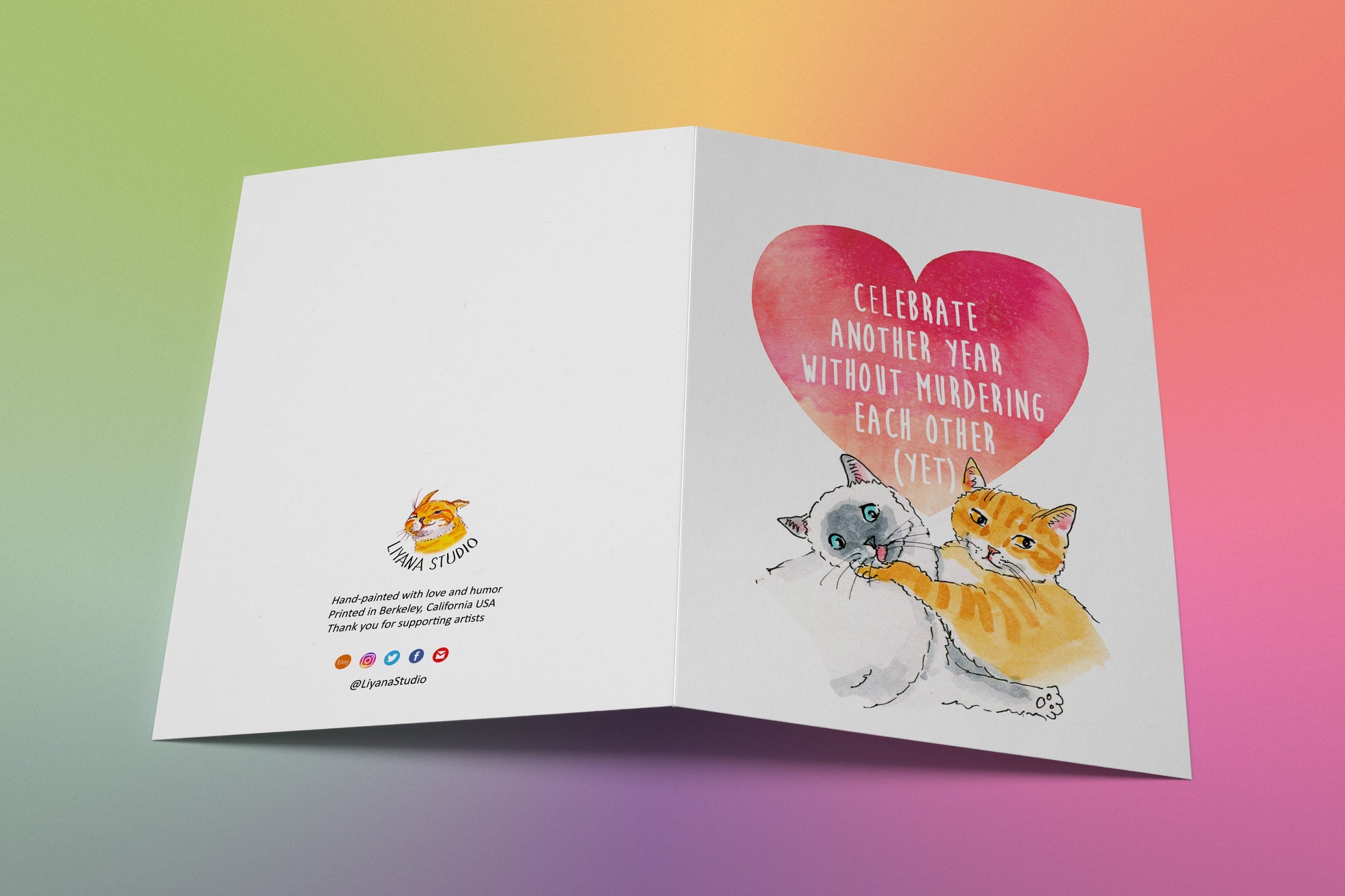 Funny Anniversary Card For Boyfriend - Murder Cats Couple - Boyfriend Anniversary Card