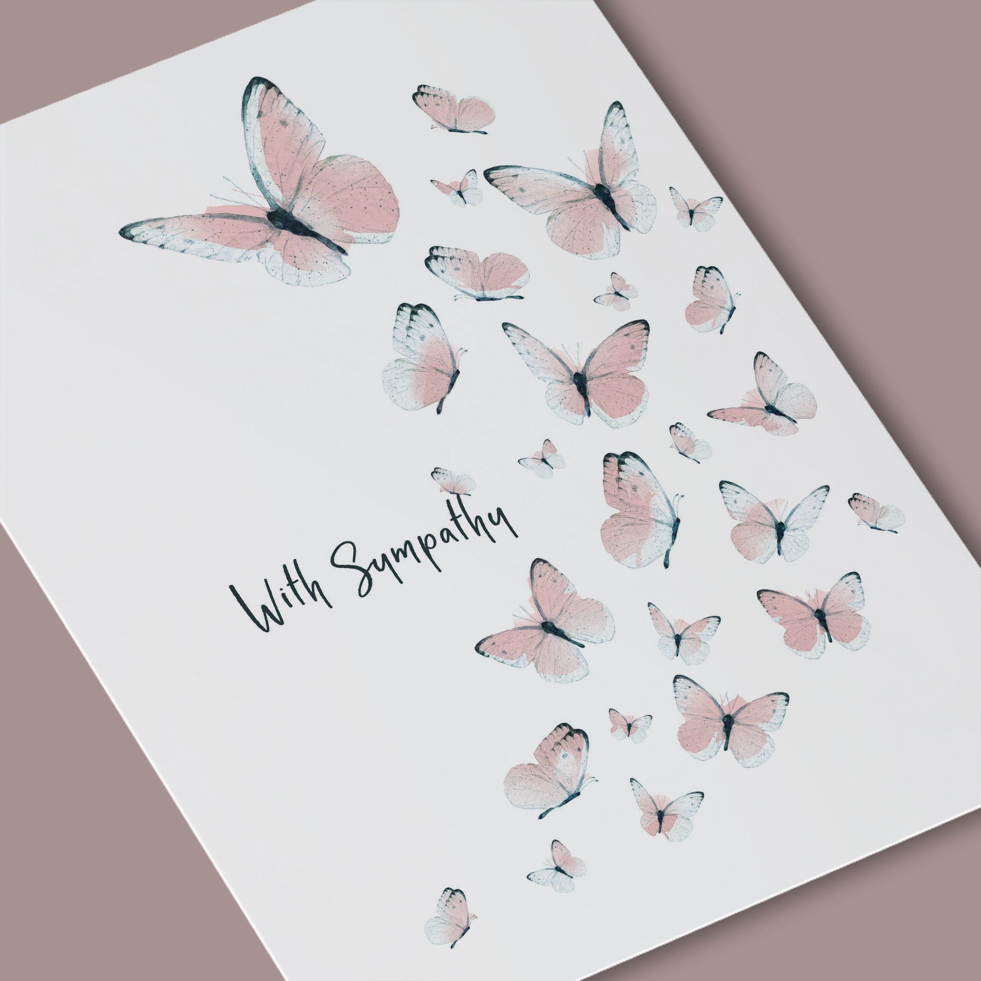 Butterflies, Heart & Flowers - Sorry For Your Loss - Sympathy Greeting –  Black Stationery
