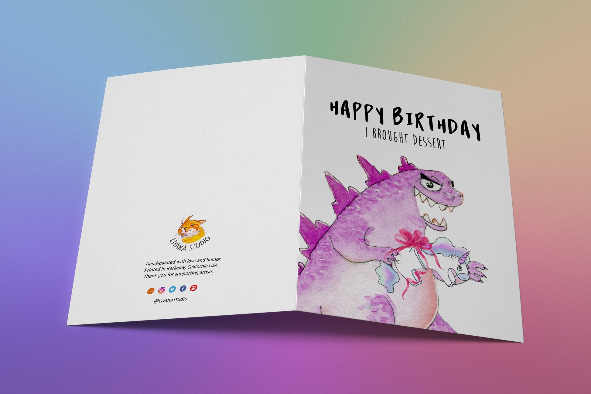 Godzilla Birthday Card Funny Unicorn Birthday Gifts