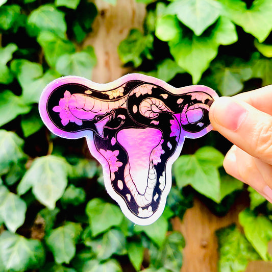 Dont Tread On Me Uterus Sticker - Holographic Uterus Sticker - Snake Decal - Feminist Female Empowerment Art