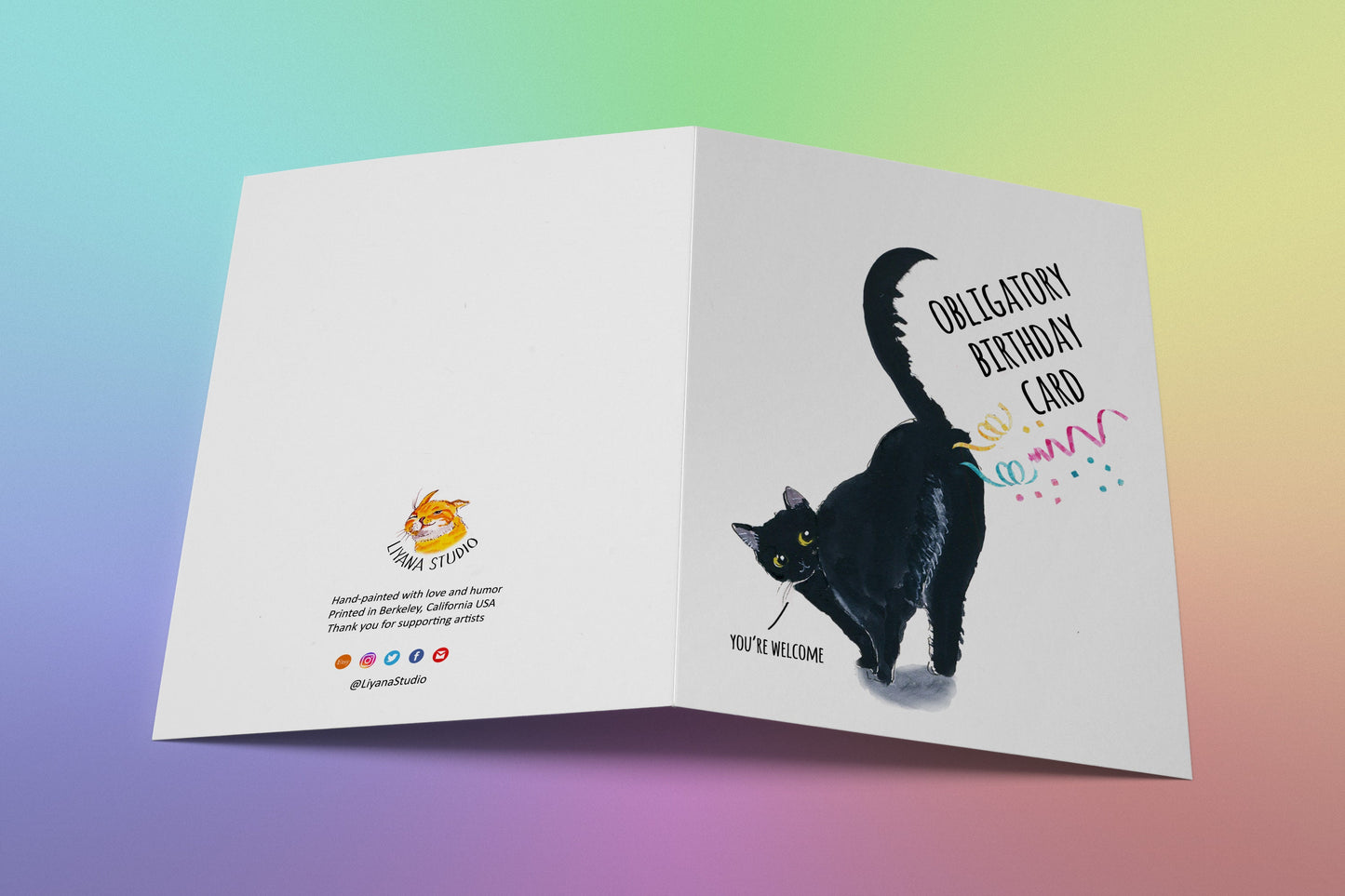 Funny Cat Birthday Cards For Him - Obligatory Birthday Card From Cat Butt Farts