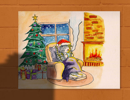 Quarantine Christmas Card Funny - Deck The Halls Cat Christmas Cards