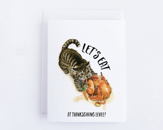 Thanksgiving Cards - Tabby Cat Steals Thanksgiving Turkey