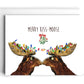 Funny Christmas Card For Boyfriend - Merry Kiss Moose Under Mistletoe