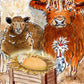 Watercolor Nativity Scene Farm Animals Christmas Cards - Oh Holy Night - Goat Cow Llama Chicken Sheep