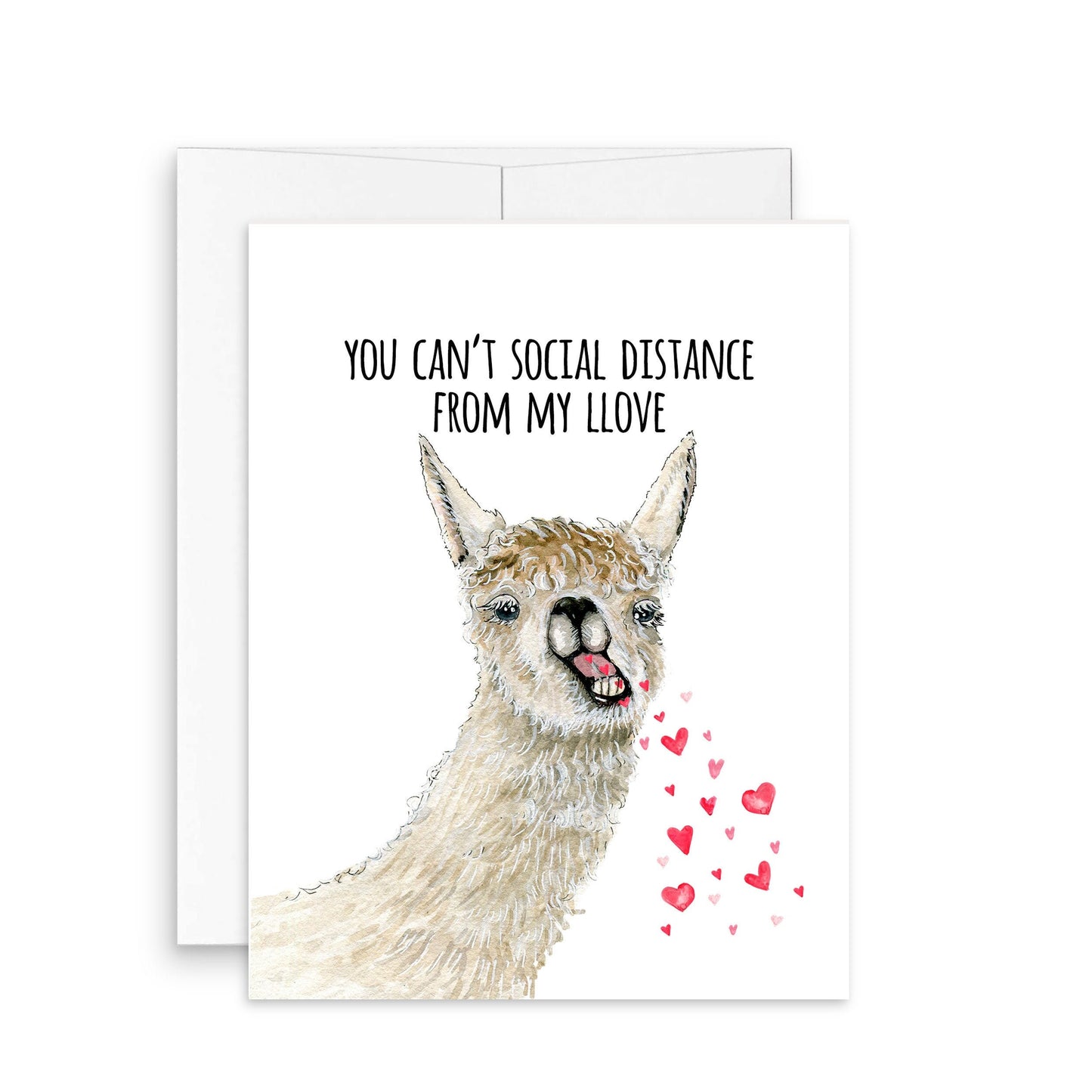 Funny Llama Spits Love Valentines Day Card Funny Pandemic - Social Distancing Card For Him, Quarantine Anniversary Cards For Husband