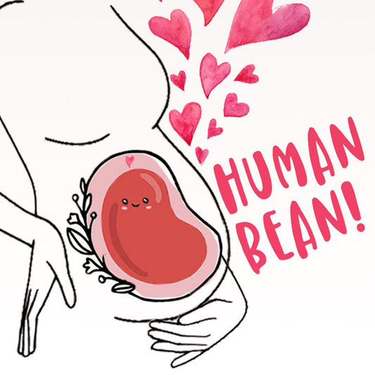 Pregnant Mom To Be Valentines Card For Husband - Expecting Dad Valentines Day Gift From Wife - Lil Human Bean Baby Cards