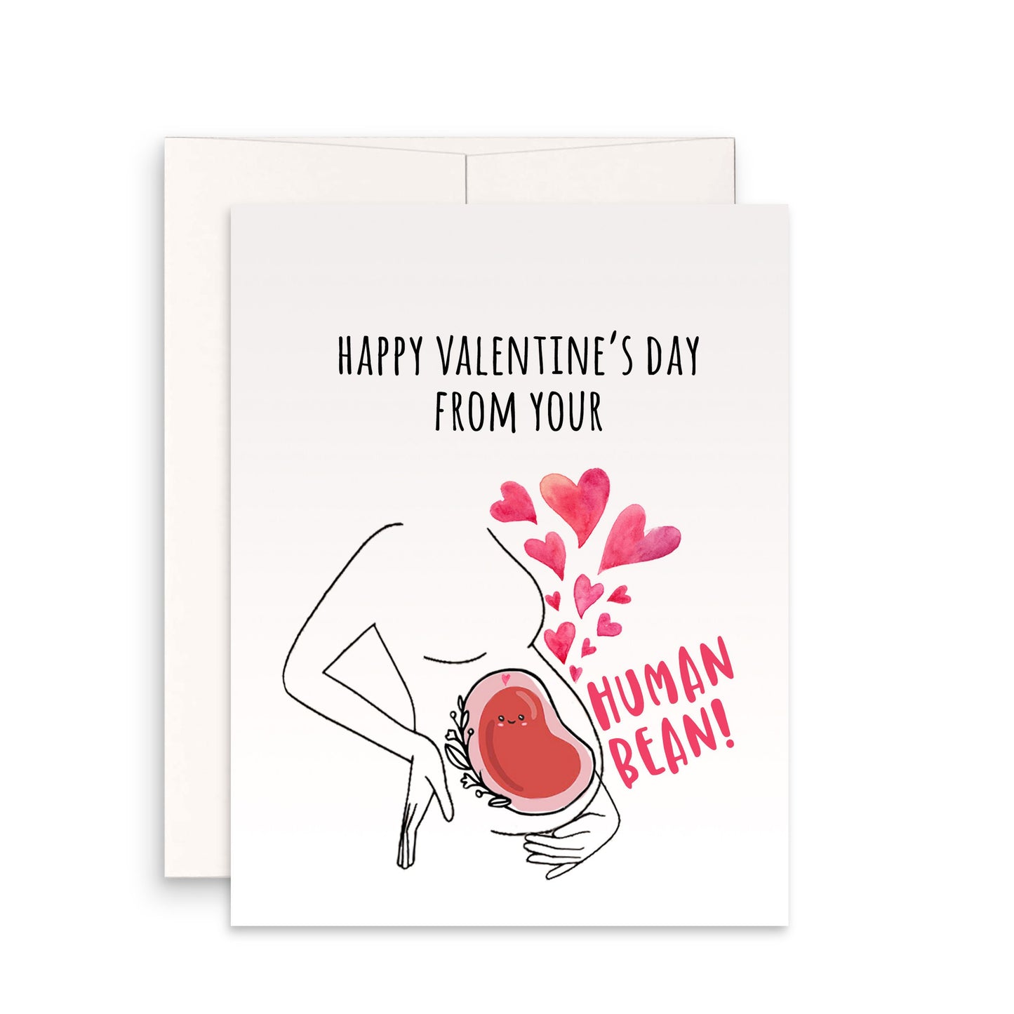 Pregnant Mom To Be Valentines Card For Husband - Expecting Dad Valentines Day Gift From Wife - Lil Human Bean Baby Cards
