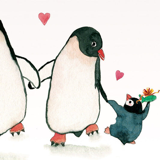 Mom Dad Penguin Valentines Card For Husband - Happy Love Day - Anniversary Card From Baby - Romantic Cards For Couples