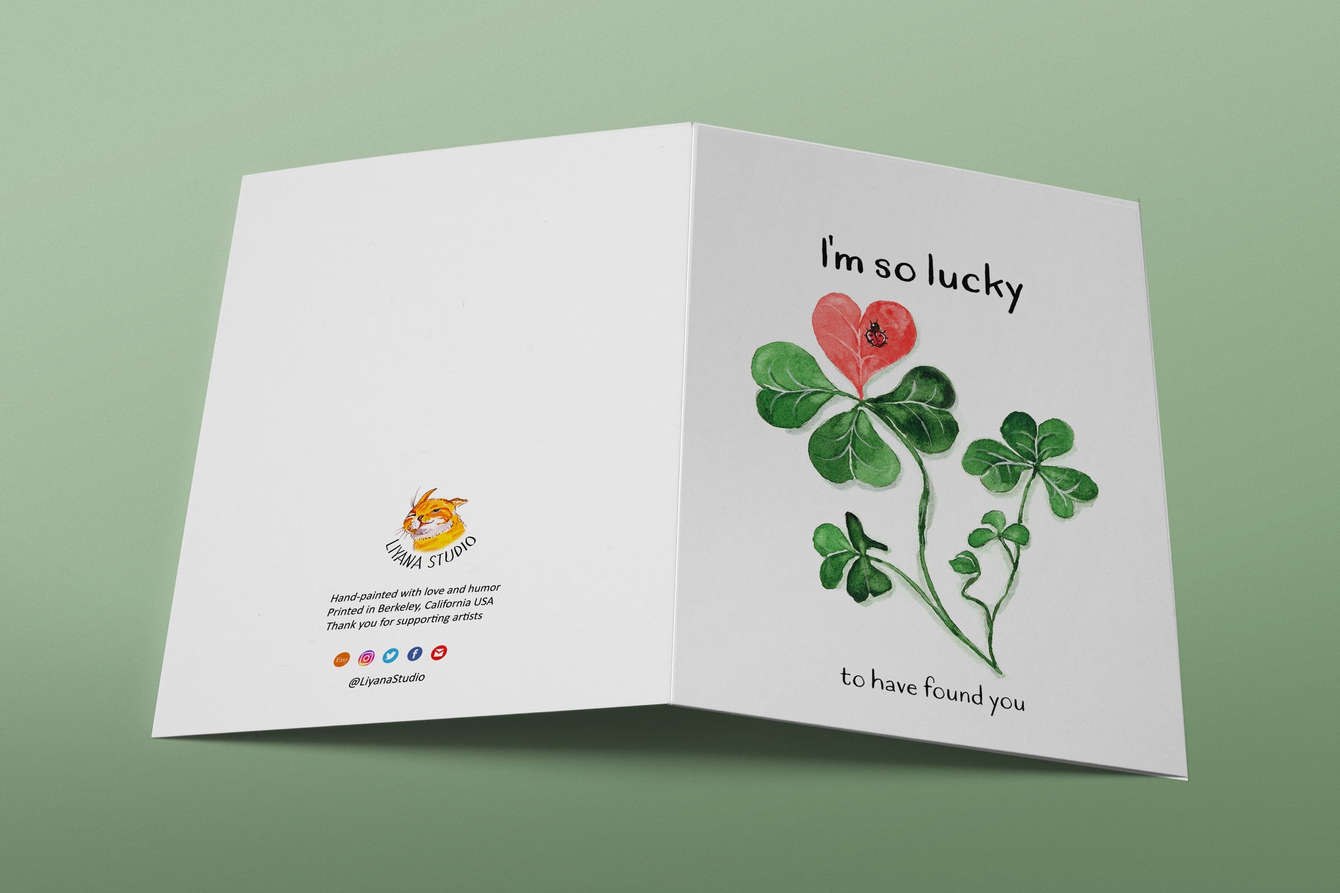 Lucky Clovers Valentines Card For Boyfriend - I'm So Lucky To Have Found You - Galentines Day Card For Best Friend - Friendship Gifts
