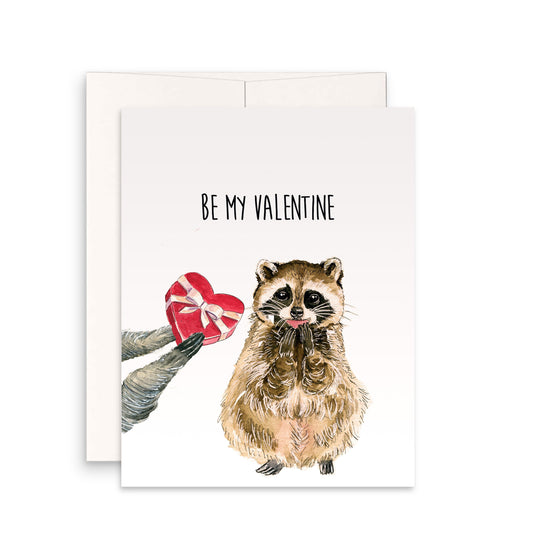 Funny Raccoon Valentines Card For Girlfriend - Be My Valentines Chocolate Candy Gift For Her