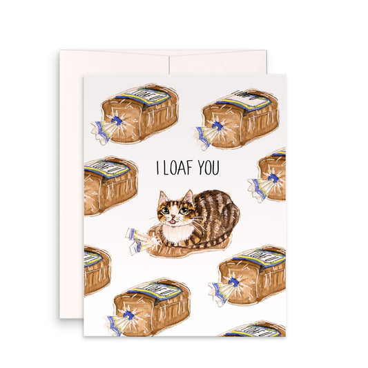 I Loaf You Cat Love Husband Anniversary Card - Cat Valentines Card For Boyfriend