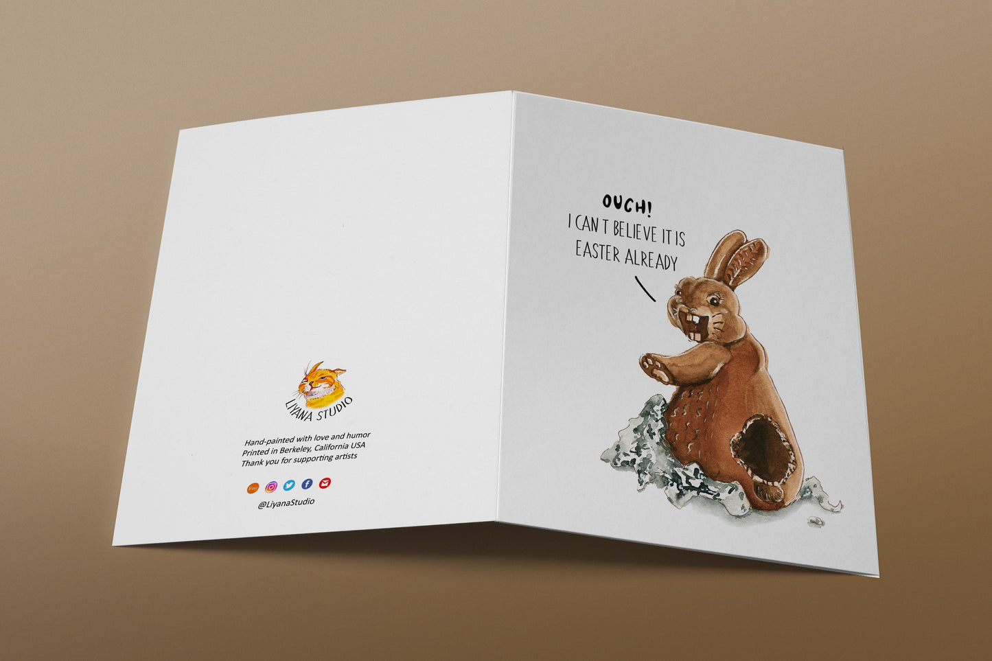 Adult Funny Easter Card For Friends - Chocolate Bunny Treat Easter Card Set - Rabbit Spring Greeting Cards