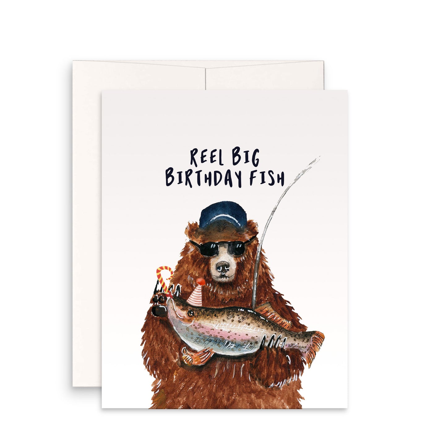 Fishing Bear Birthday Cards Funny - Reel Big Fish Dad Birthday Card For Men
