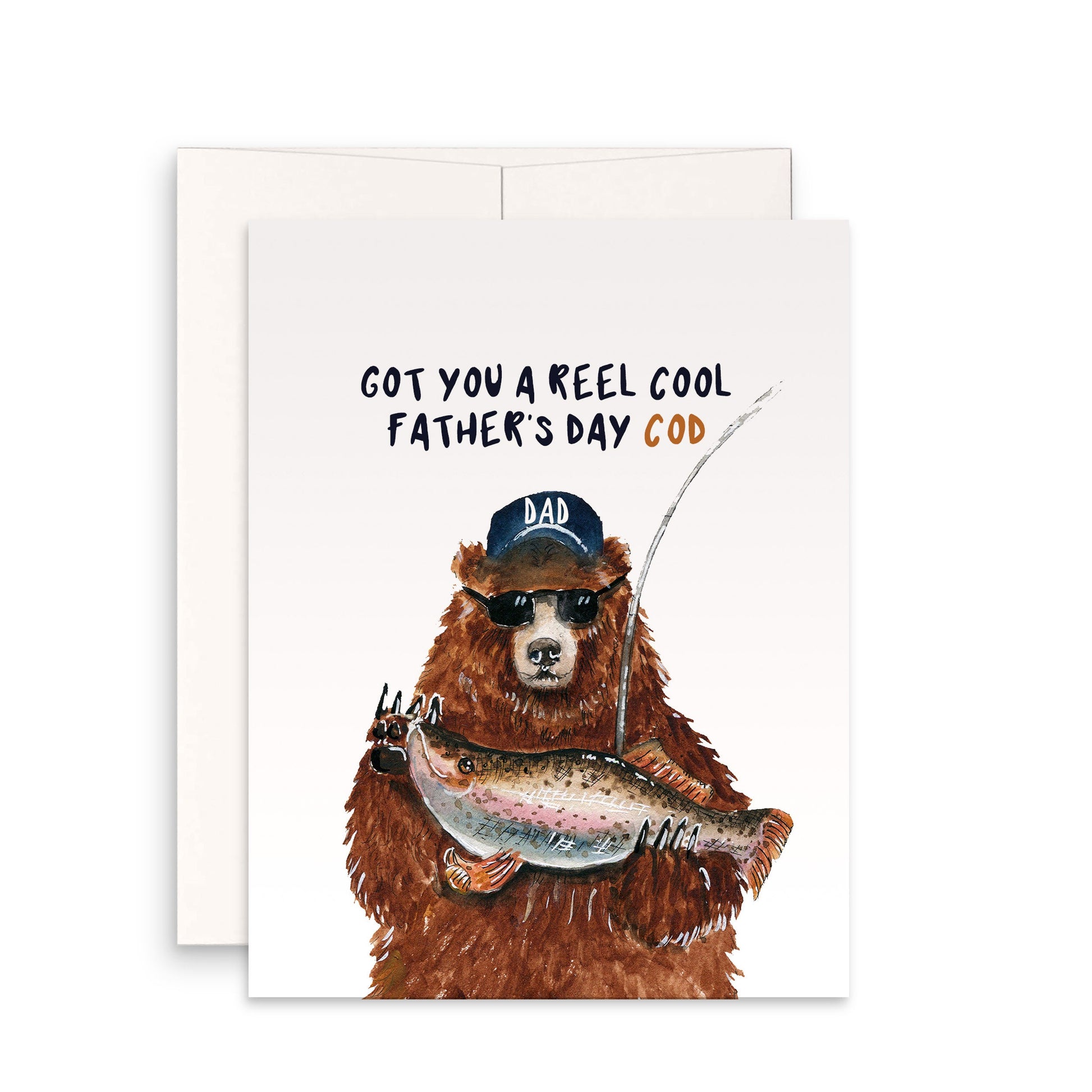 Bear Funny Fathers Day Card For Dad - Fishing Dad Card From