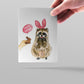 Raccoon Funny Easter Card Set - Chocolate Bunny Gift