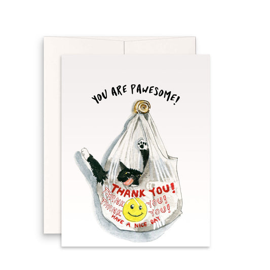 Black Cat Shopping Bag Funny Thank You Cards Set - Tuxedo Cats Thank You Notes Greeting Card Pack