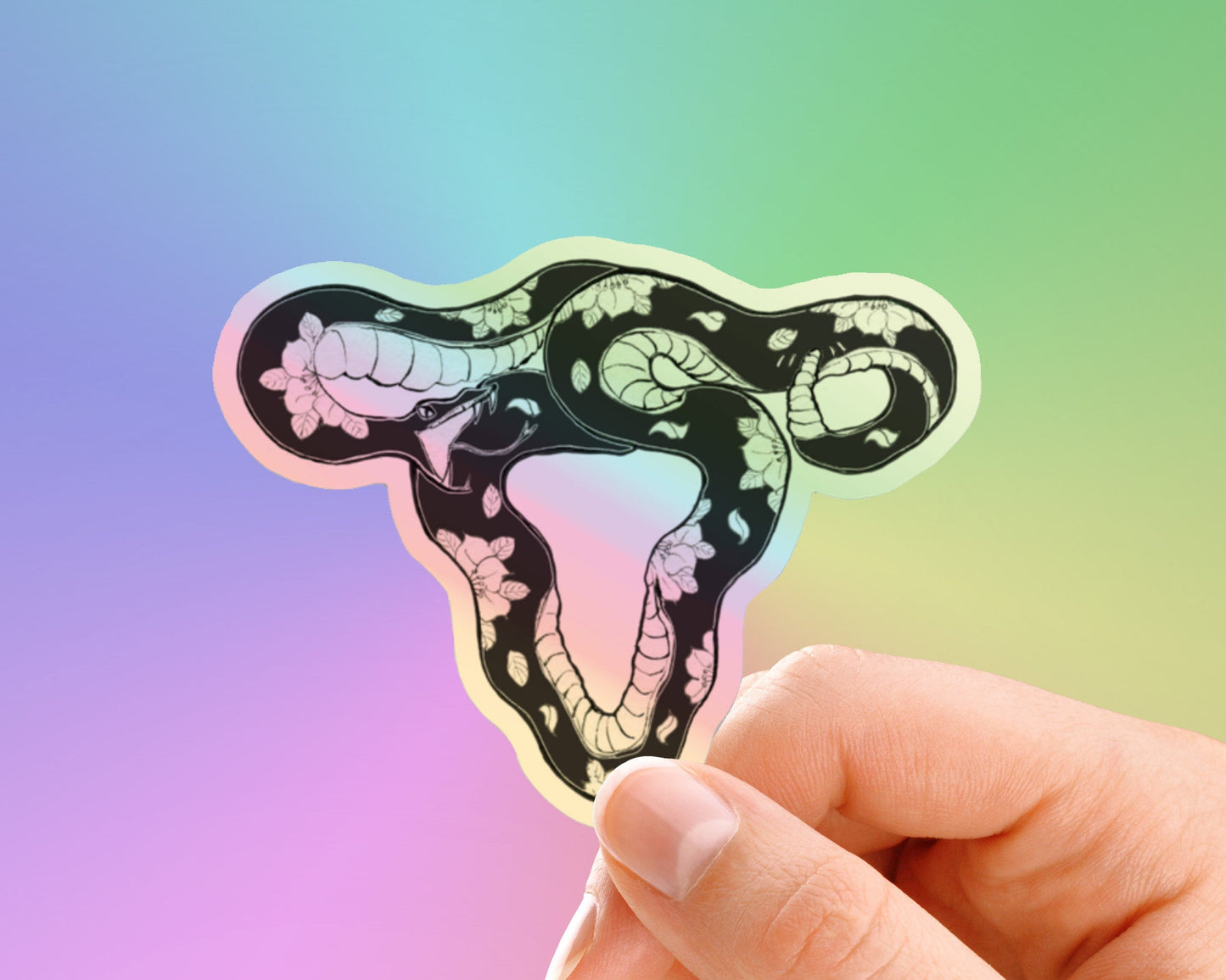 Dont Tread On Me Uterus Sticker - Holographic Uterus Sticker - Snake Decal - Feminist Female Empowerment Art