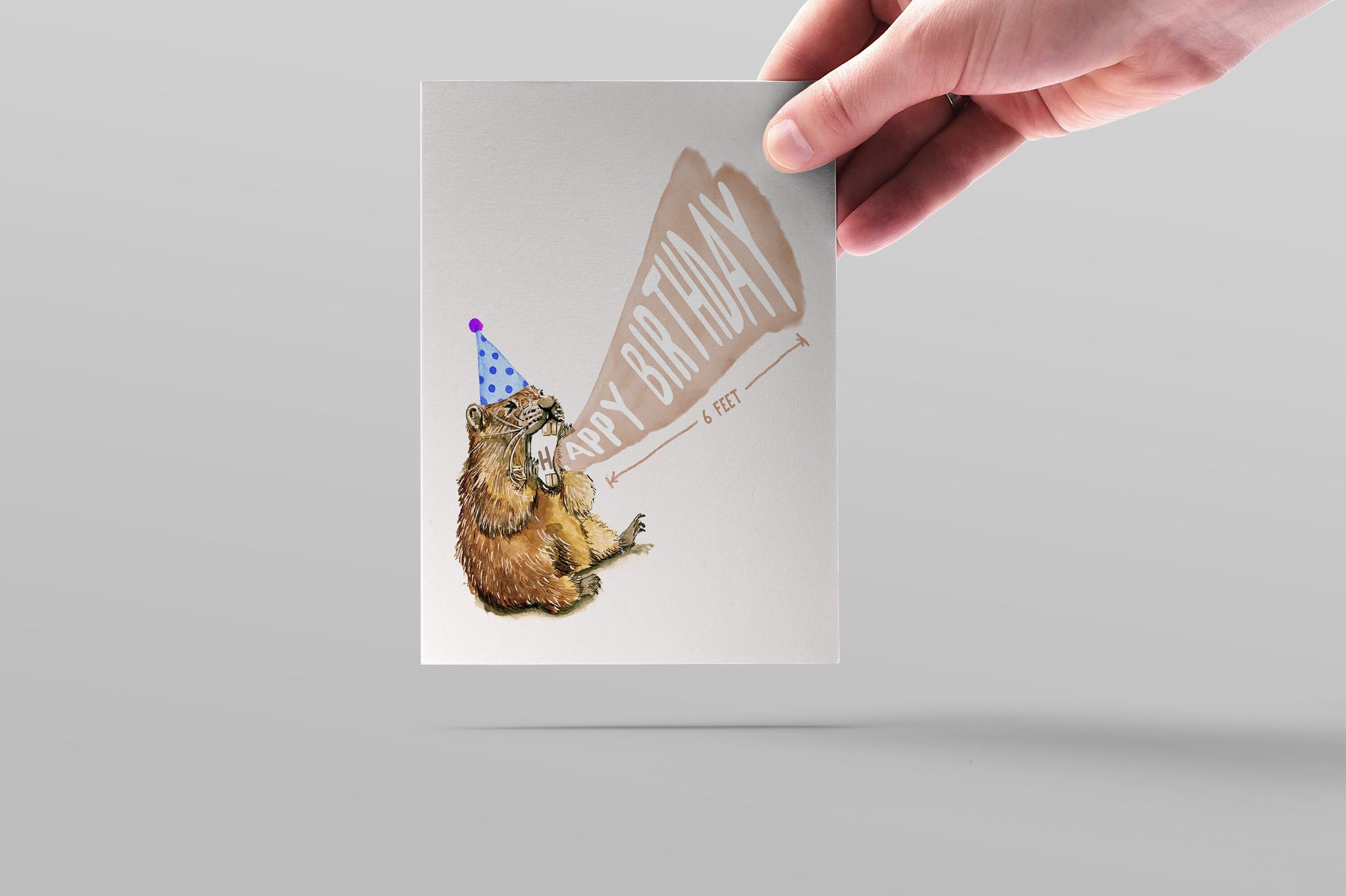 Quarantine Birthday Card For Him - Screaming Mermot Social Distancing 6 Feet Away