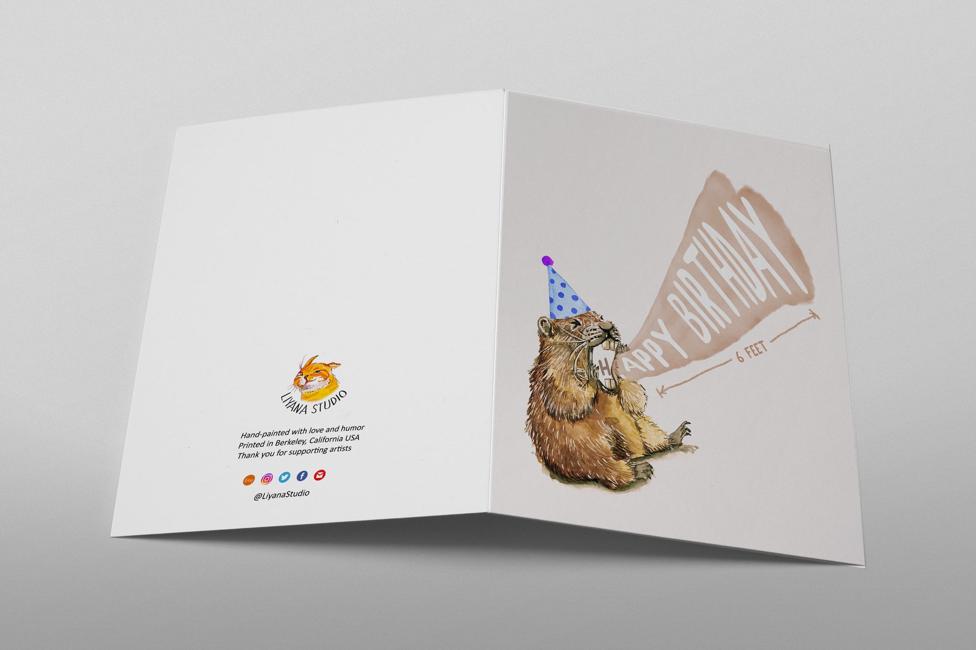 Quarantine Birthday Card For Him - Screaming Mermot Social Distancing 6 Feet Away