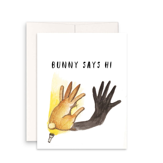 Rabbit Friendship Cards - Shadow Puppet Bunny Says Hi - Funny Easter Card Pack