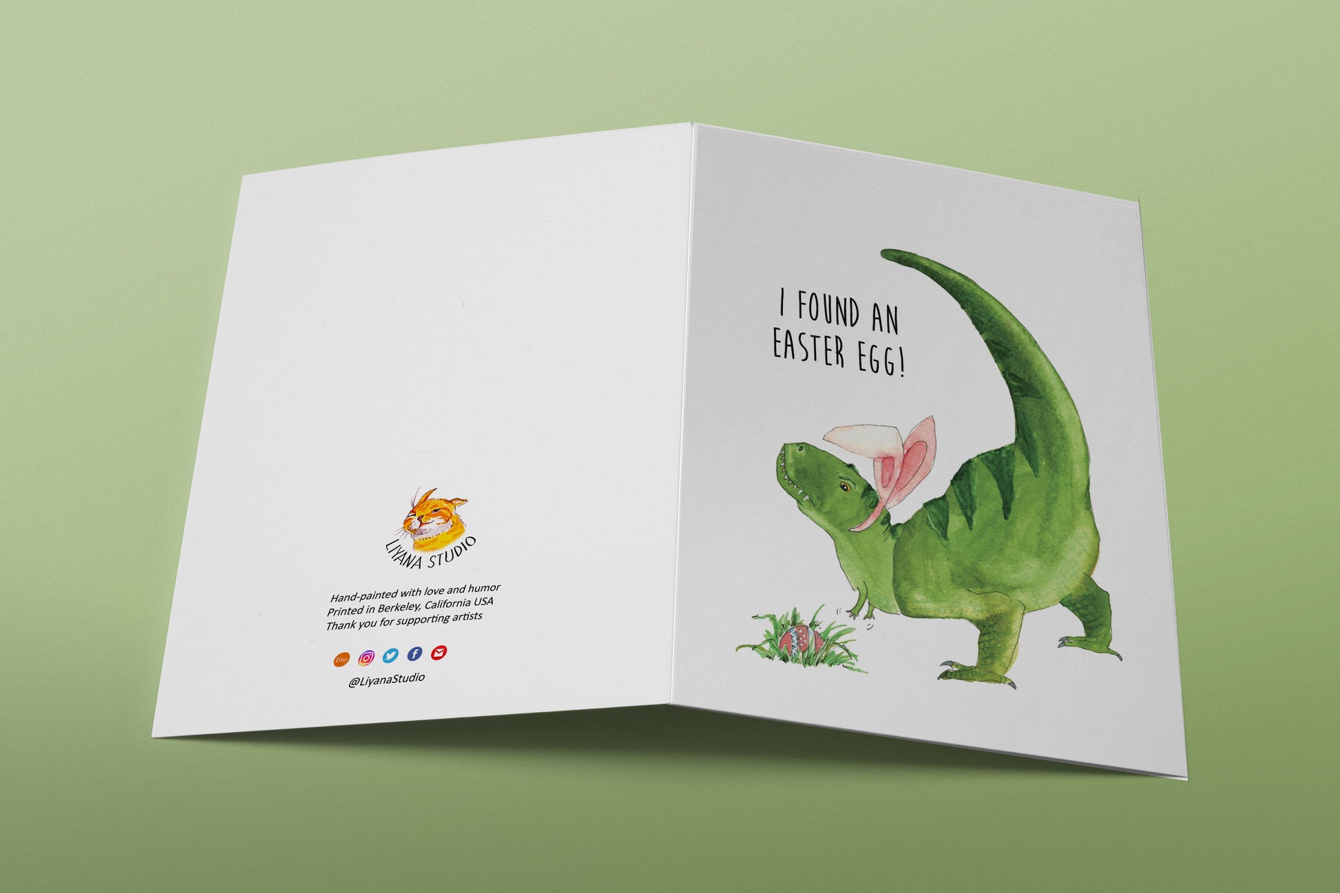 T Rex Dinosaur Funny Easter Card Set - Easter Egg Hunting Happy Easter Cards Pack For Kids