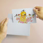 Spring Bird Floral Watercolor Cards Set - Golden Retriever Birds Blank Note Cards