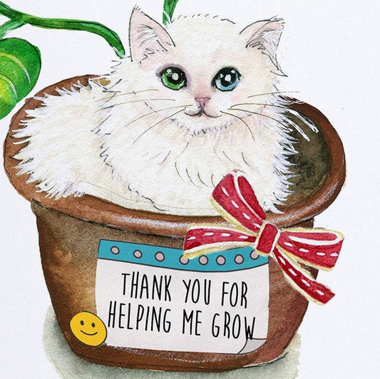 Funny Thank You Cards From Cat - Mentor Thank You For Helping Me Grow - Teacher Appreciation Cards