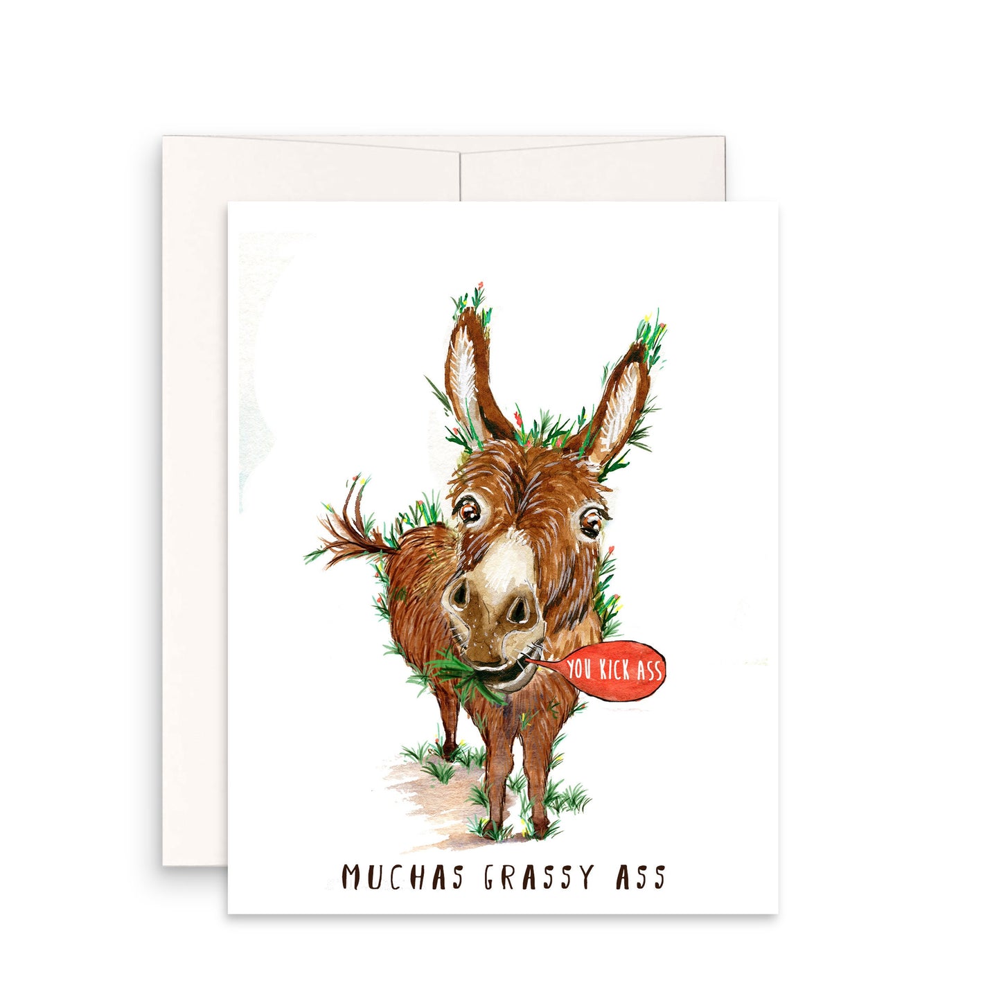 Grassy Ass Funny Thank You Cards Set - Muchas Gracias Donkey Cards Pun - You Kick Ass