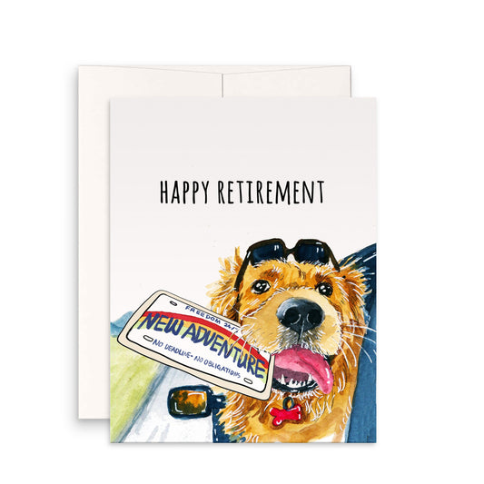 Golden Retriever Retirement Cards For Men - Road Trip Adventure Begins Congratulations Card For Coworker