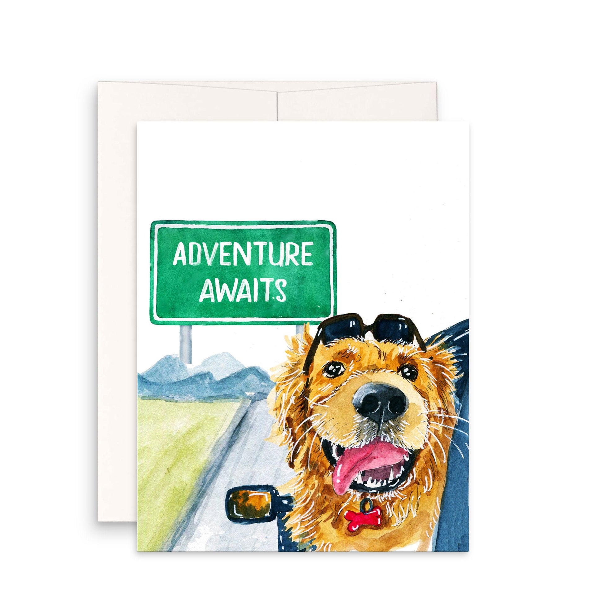 Golden Retriever Retirement Cards For Men - Road Trip Adventure Begins Congratulations Card For Coworker