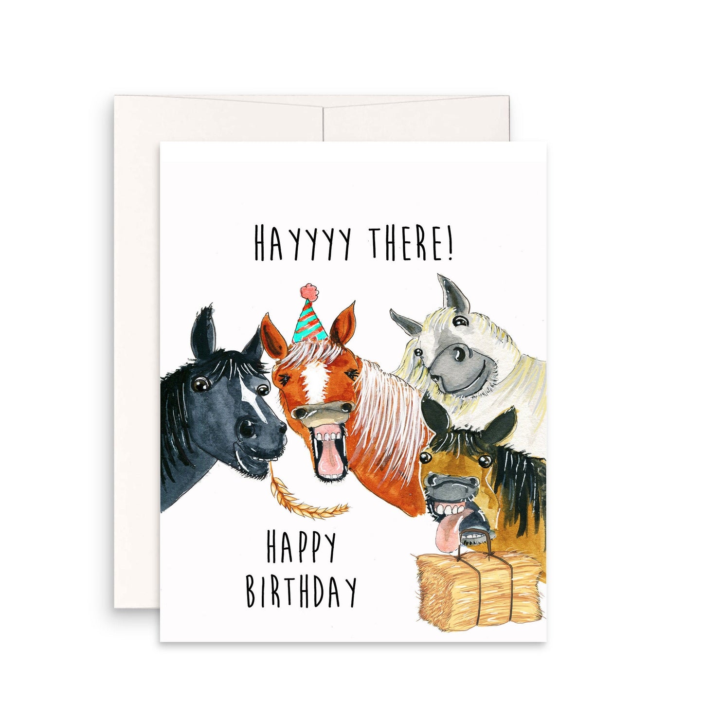 Funny Horse Birthday Cards For Coworker - Hay There Happy Birthday - Custom Birthday Card Funny