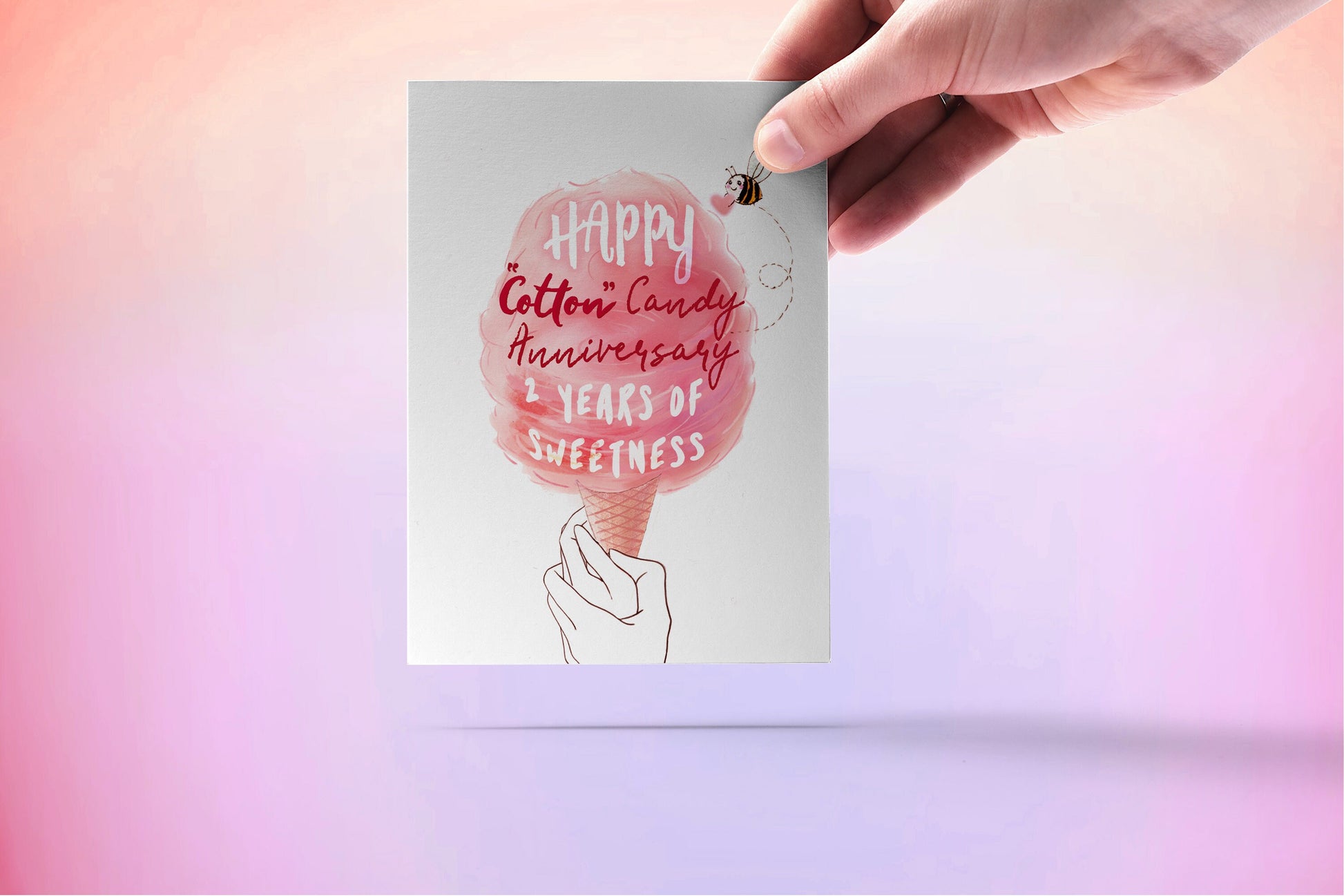 2nd Anniversary Card Cotton Candy - 2 Years of Sweetness - Funny Anniversary Cards For Boyfriend