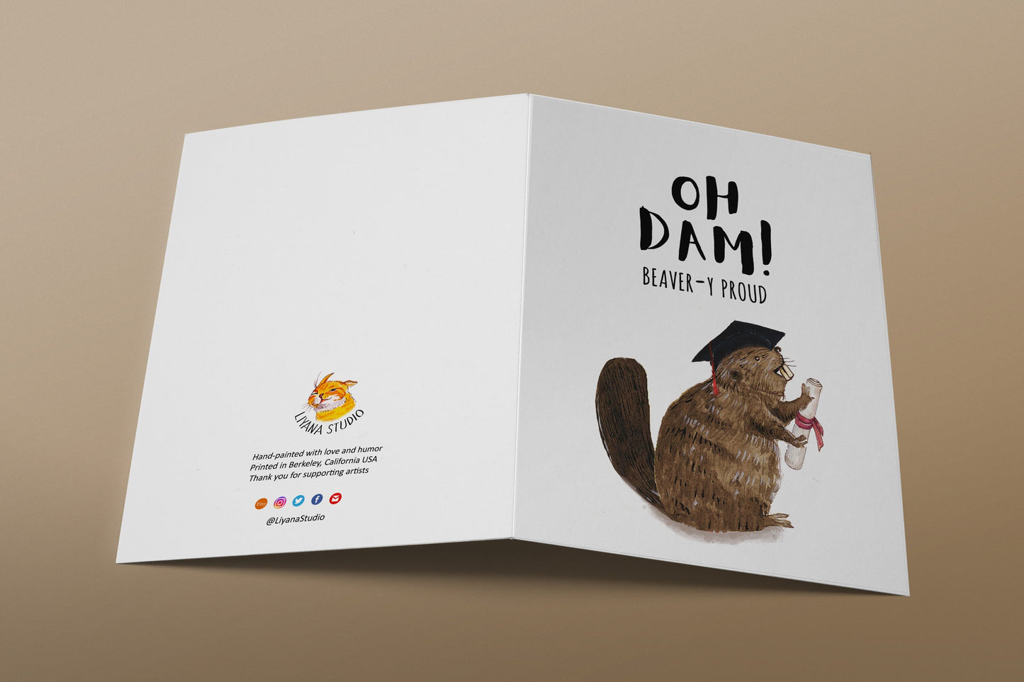 Beaver Funny Graduation Card For Son - Oh Damn Proud Of You Graduation Gifts - Congratulations Cards