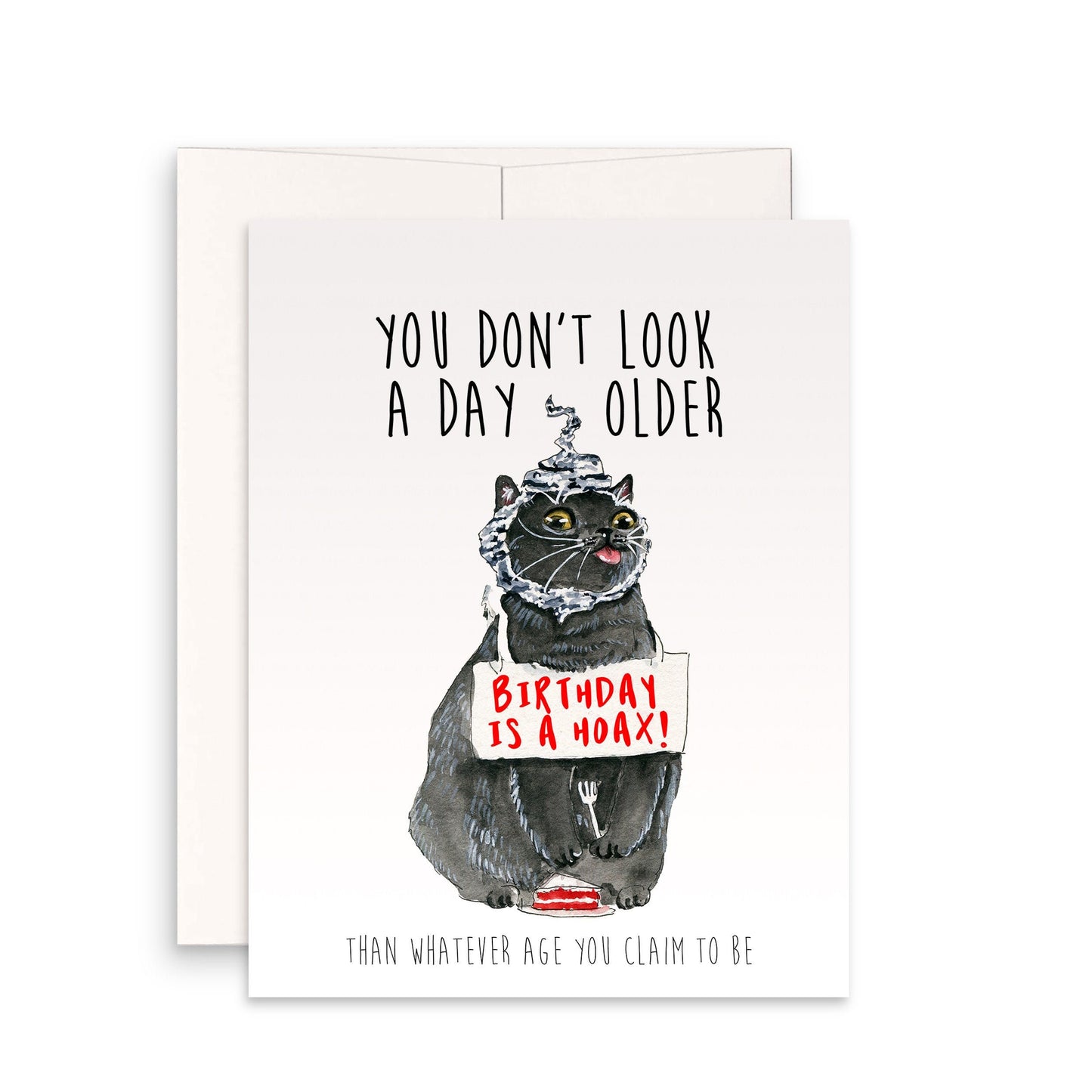 Hoax Cat Birthday Cards Funny - Conspiracy Theories Grey Cats Customized Birthday Card For Friends
